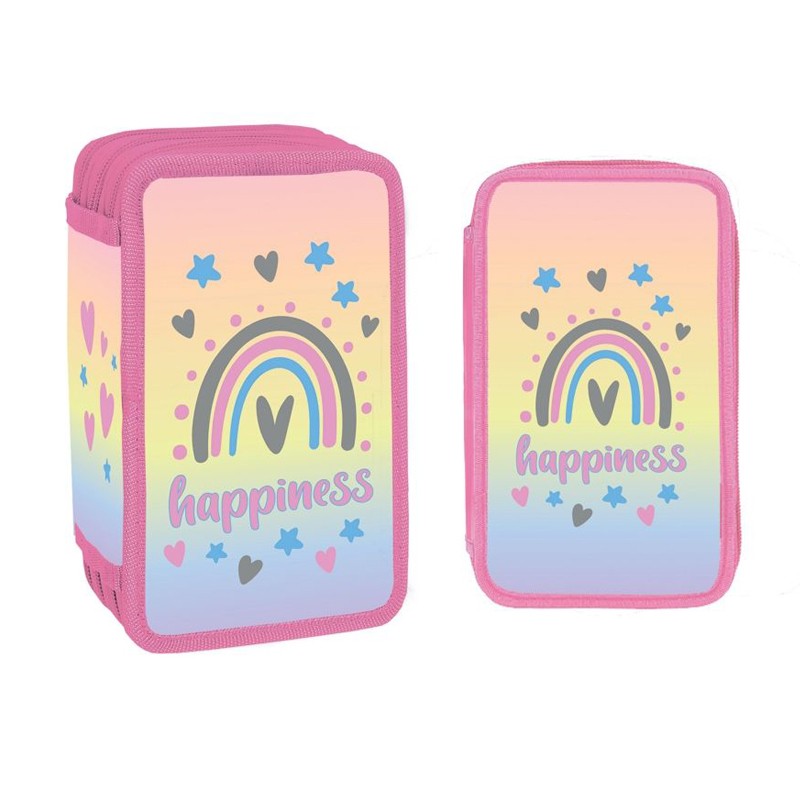 Penar echipat, Happiness, 3 compartimente cu fermoar, 39 piese, 20x13x6.5 cm - imagine 3